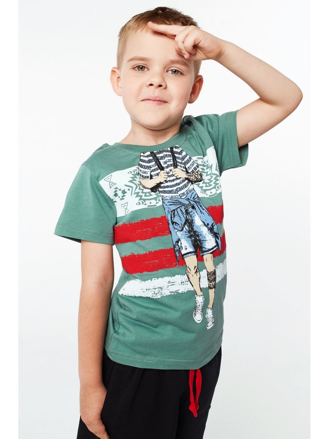 Jungen-T-Shirt mit Aufdruck, grün NDZ4461 – Online-Shop – Boutique